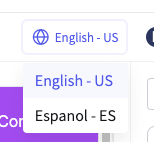 UVE's dropdown language selector.